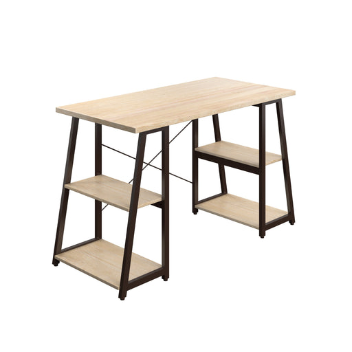 SOHO Home Working Desk with A-Frame Shelves - Oak / Dark Brown