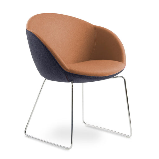 Joss Tub Chair Chrome Sled Base